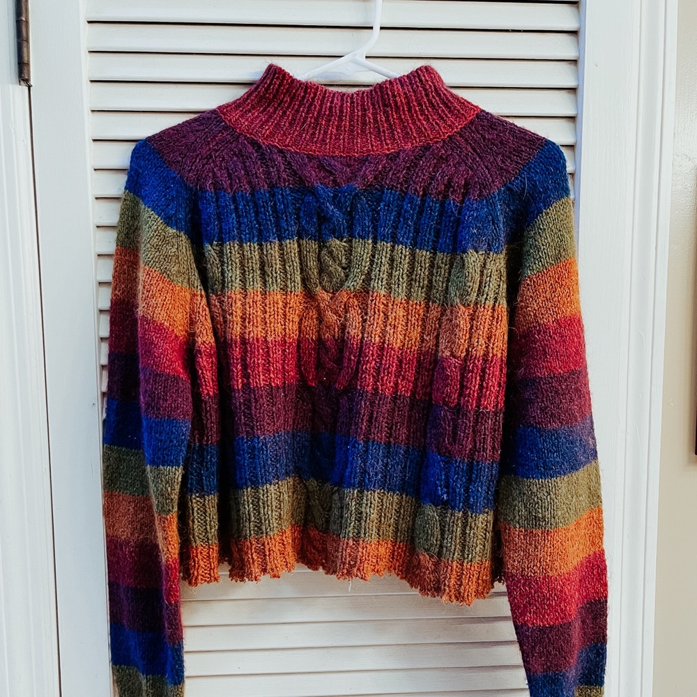 SOLD - Vintage Crop Rainbow Sweater
